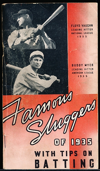 Famous Sluggers of 1935- Louisville Slugger Booklet- Floyd Vaugh/ Buddy Myer on Cover