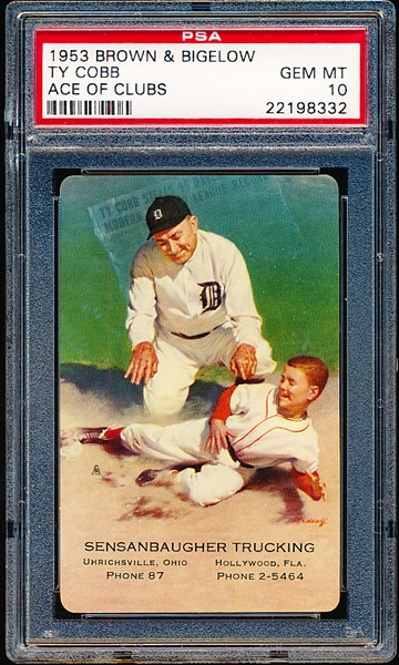 1953 Brown & Bigelow- Ty Cobb- Ace of Clubs- PSA Gem Mint 10