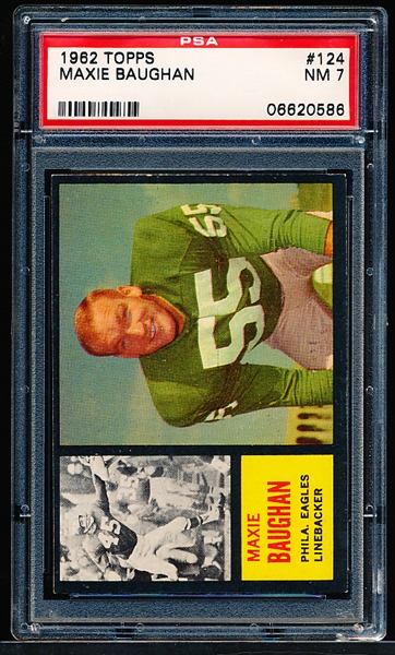 1962 Topps Football- #124 Maxie Baughan, Eagles- PSA NM 7