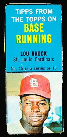 1968 Bazooka “Tipps from the Topps” Base Running- Player Header Only- #15 Lou Brock, Cardinals