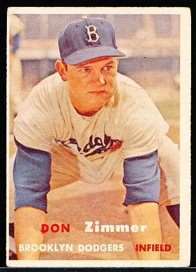 1957 Topps Bsbl. #284 Don Zimmer, Dodgers- Middle Series