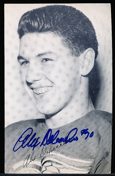 Autographed 1950’s-60’s Alex Delvecchio J. D. McCarthy Hockey Postcard- JSA Certified