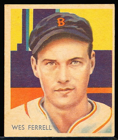 1934-36 Diamond Stars Bb- #94 Wes Ferrell, Red Sox- 1936 Blue Print Back