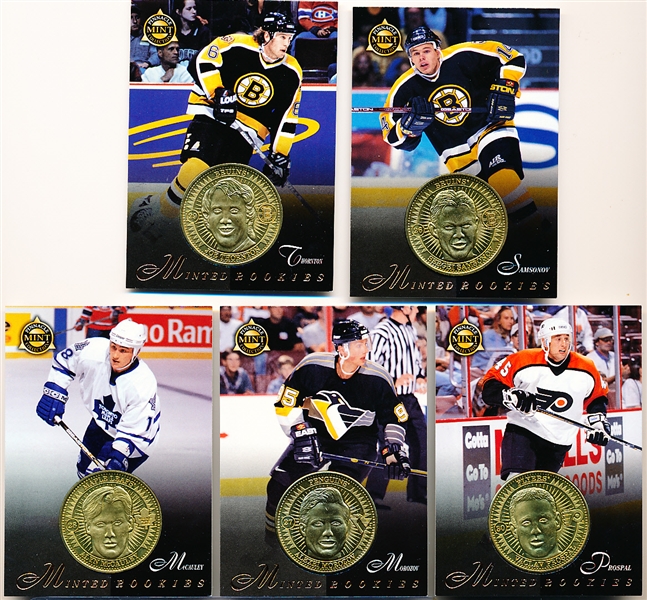 1997-98 Pinnacle Mint Hockey- Brass Proof Coins- 5 Diff- Each 1 of 500