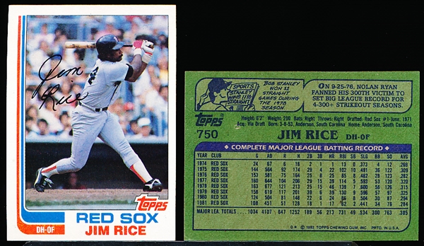 1982 Topps Bb- 750 Jim Rice, Red Sox- 90 Cards