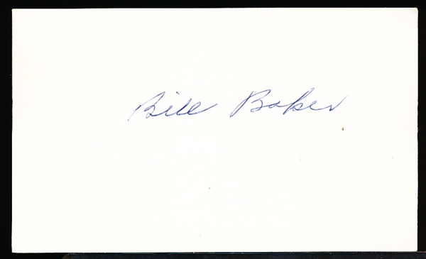 Autographed Bill Baker MLB Index Card