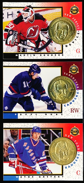 1997-98 Pinnacle Mint Hockey- Brass Coins Set of 30 with Die-Cut Cards