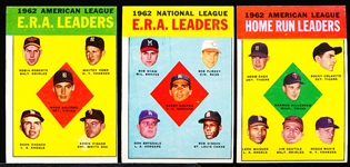 1963 Topps Baseball- 3 Diff Leaders