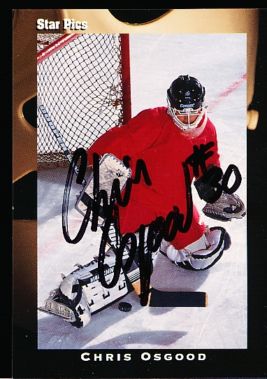 Autographed 1991 Star Pics Hockey #55 Chris Osgood- JSA Certified