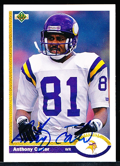 Autographed 1991 Upper Deck Ftbl. #236 Anthony Carter, Vikings