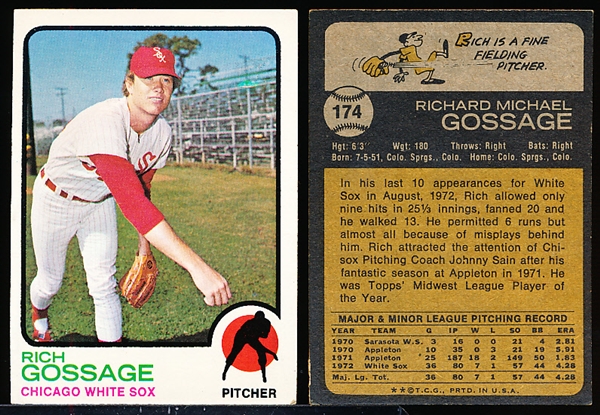 1973 Topps Bb- #174 Goose Gossage RC- 8 Cards