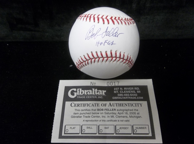 Autographed Bob Feller Official MLB Baseball