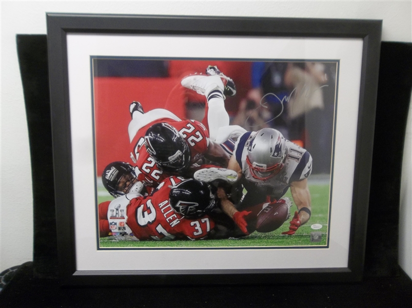 Autographed Julian Edelman Super Bowl LI Framed & Double Matted Color Photo- JSA Certified