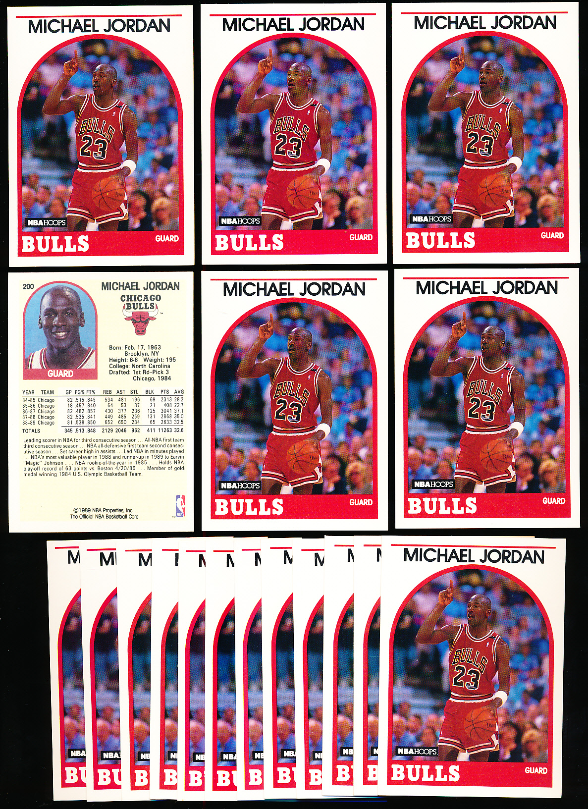 Lot Detail - 1989-90 Hoops Bskt.- #200 Michael Jordan, Bulls- 18 Cards