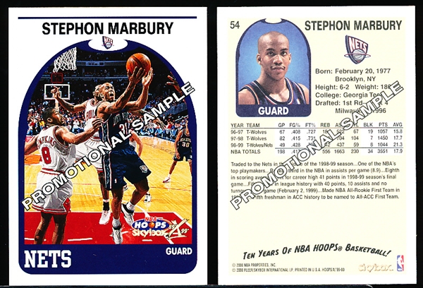 1999-00 NBA Hoops- Promotional Sample- #54 Stephon Marbury- 7 Cards