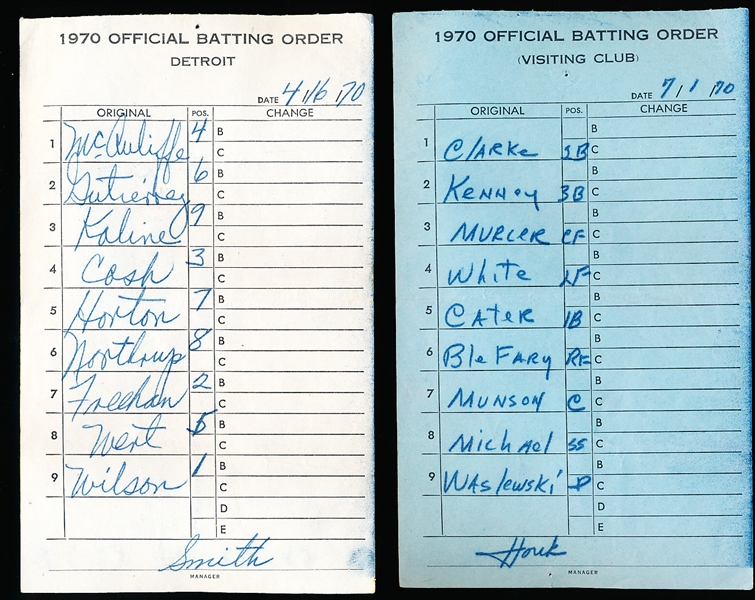 1970-72 MLB Lineup Cards- 4 Diff.