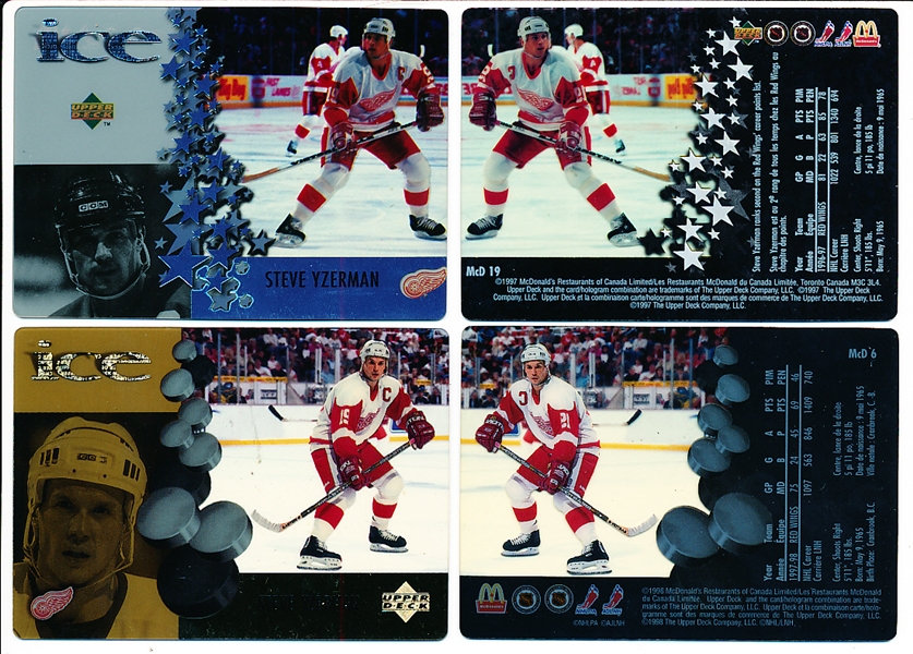 Lot Detail - 1997-98 & ’98-99 UD ICE McDonald’s Steve Yzerman Cards- 11 ...