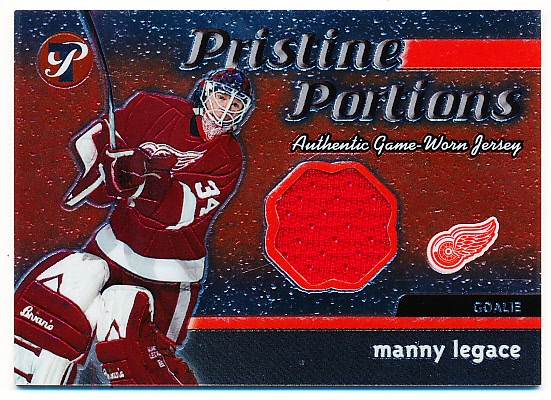 2003-04 Topps Pristine Hockey- “Jersey Portions”- #PPJ-ML Manny Legace, Red Wings