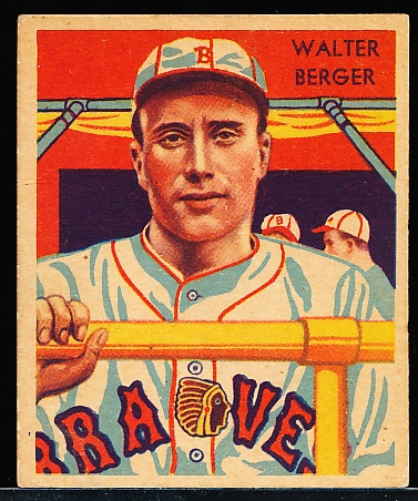 1934-36 Diamond Stars Baseball- #25 Walter Berger, Boston Braves- 1935 Green Back