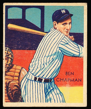 1934-36 Diamond Stars Baseball- #38 Ben Chapman, NY Yankees- 1935 Green Back