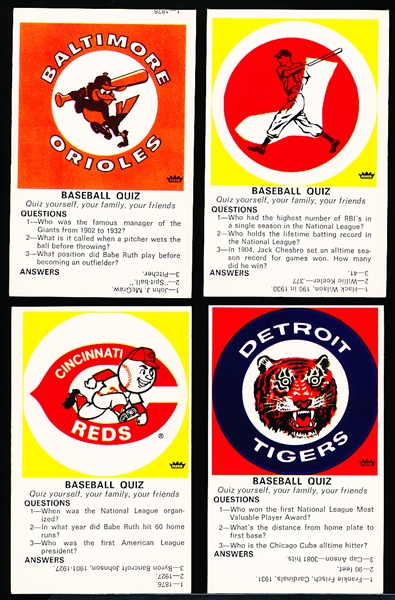 1971 Fleer Offficial ML Patches- Logo “Quiz Cards”- 8 Diff