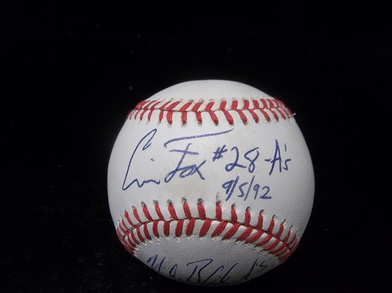 Autographed Mike Bordick and Eric Fox Official AL MLB Baseball- Beckett Certified