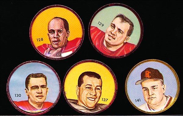 1963 Nalleys CFL Football Coins- 5 Diff