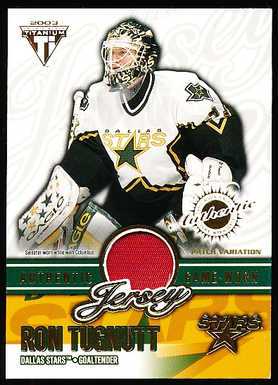 2003 Private Stock Titanium NHL- #21 Ron Tugnutt Patch Variation, Stars- #157/254