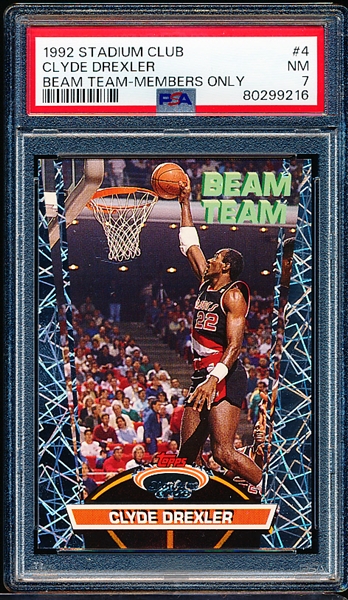 1992 Stadium Club Beam Team Basketball- Members Only- #4 Clyde Drexler- PSA NM 7