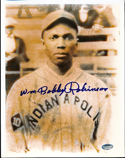 Autographed Wm. Bobby Robinson Indianapolis ABC’s Negro Leagues B/W 8” x 10” Photo- Schwartz Sports Certified