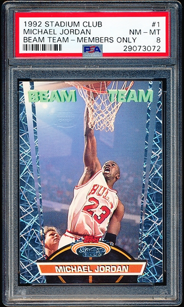 1992 Stadium Club Basketball- Beam Team Members Only- #Michael Jordan- PSA NM-Mt 8