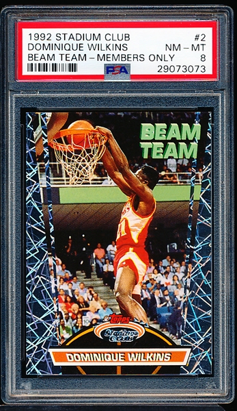 1992 Stadium Club Basketball- Beam Team Members Only- #2 Dominique Wilkins- PSA NM-Mt 8