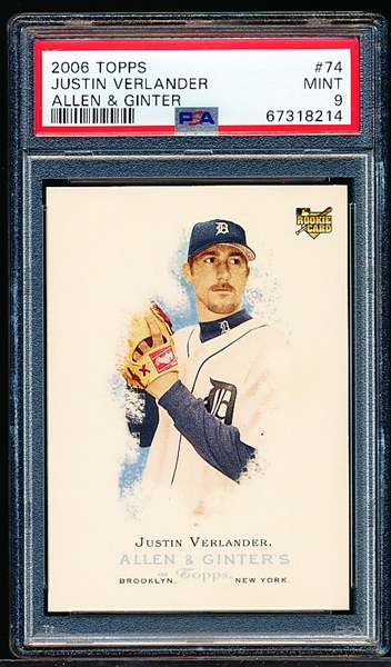 2006 Topps Allen & Ginter Baseball- #74 Justin Verlander, Tigers- PSA Mint 9