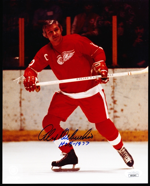 Autographed Alex Delvecchio Detroit Red Wings NHL Color 8” x 10” Photo- JSA Certified