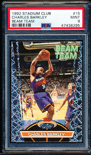 1992-93 Stadium Club Basketball Beam Team- #15 Charles Barkley, Suns- PSA Mint 9 