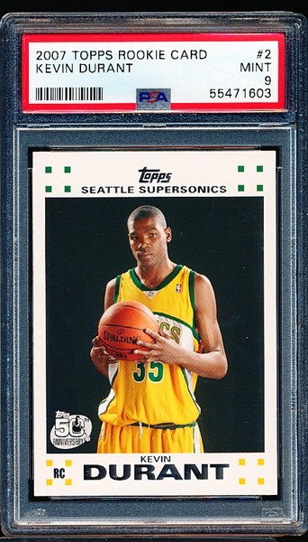 2007-08 Topps Rookie Card #2 Kevin Durant- PSA Mint 9