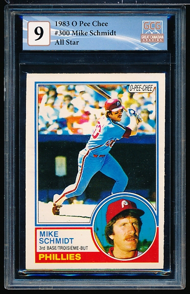 1983 O-Pee-Chee Baseball- #300 Mike Schmidt, Phillies- GCG 9