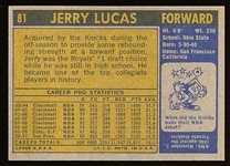 1971-72 Topps Basketball- #81 Jerry Lucas, Knicks
