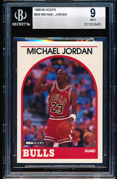 1989-90 Hoops Basketball- #200 Michael Jordan, Bulls- Beckett 9 (Mint)