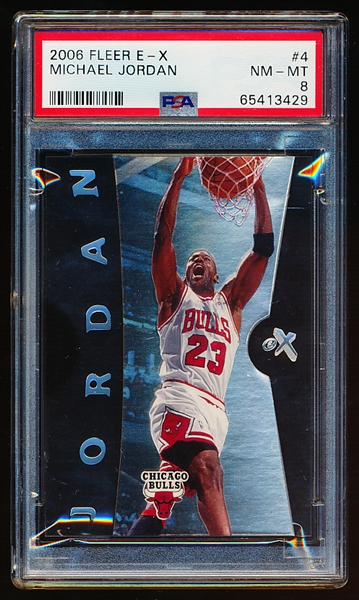 2006 Fleer EX Basketball- #4 Michael Jordan, Bulls- PSA Nm-Mt 8