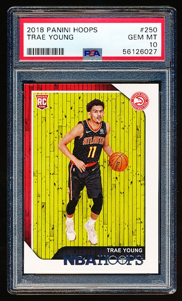 2018 Panini Hoops Basketball- #250 Trae Young- PSA Gem Mint 10