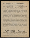 1939 Playball Bb- #74 Harry Lavagetto, Dodgers- Name in Upper Case Back