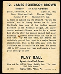 1941 Playball Bb- #12 Jimmy Brown, Cardinals
