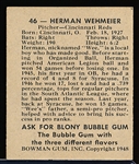 1948 Bowman Bb- #46 Herm Wehmeier, Reds