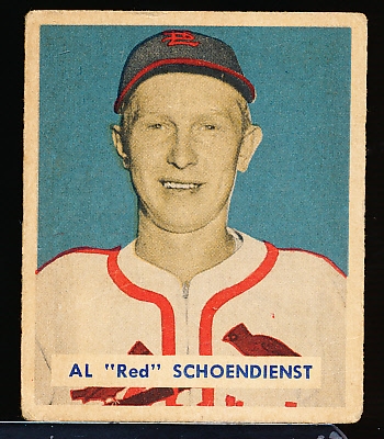 1949 Bowman Bb- #111 Al “Red” Schoendienst, Cardinals