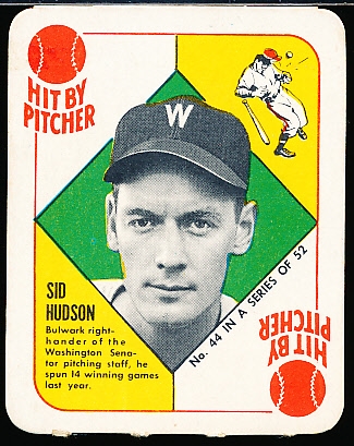 1951 Topps Bb Redback- #44 Sid Hudson, Washington