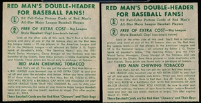 1952 Red Man Tobacco- No Tabs- 2 Diff- March Expirations