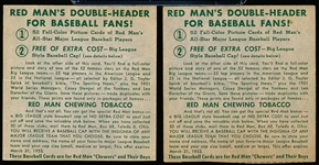 1952 Red Man Tobacco- No Tabs- 2 Diff- March Expirations