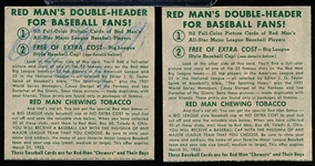 1952 Red Man Tobacco- No Tabs- 2 Diff- March Expirations