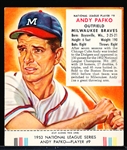1953 Red Man Tobacco Bb- With Tab- NL #9 Andy Pafko, Braves